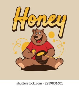 Bear Hold Honey Jar Cartoon