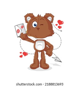 the bear hold love letter illustration. character vector