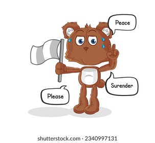 the bear hold surrender flag mascot. cartoon vector