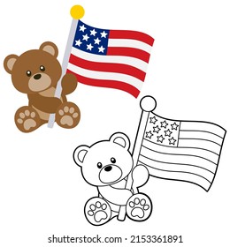 Bear Holding American Flag Vector On Stock Vector (royalty Free 