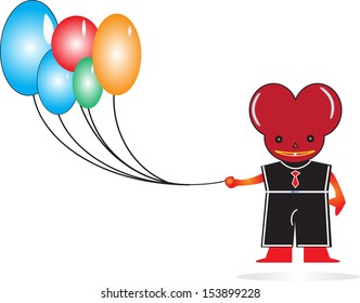 Bear holding balloons