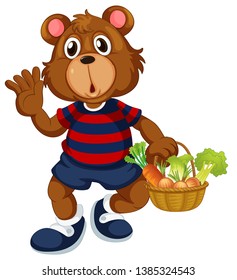 cesta de retención de oso de ilustración vegetal