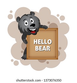 Bear holding a box sign with bubble background