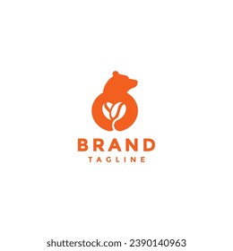 Bear Holding Coffee Beans Logo Design. Bear Carrying Coffee Beans Logo Design.