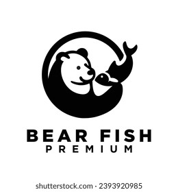 Bär Holding Fisch Logo Symbol Design Illustration Vorlage