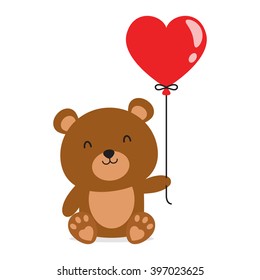 Bear Holding A Heart Balloon