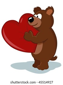 Bear holding a huge heart