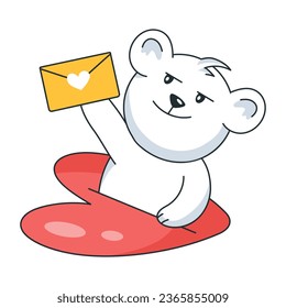 Oso sosteniendo una carta de amor, pegatina plana 