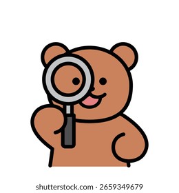 Bear Holding Magnifying Glass Vector