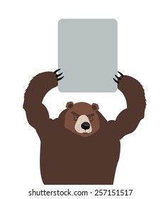 bear in the holding plate text. Vector illustration