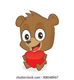 Bear holding a red love heart