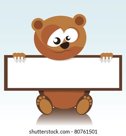 bear holding a signboard