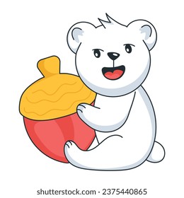 Bear holding thanksgiving nut, flat sticker 