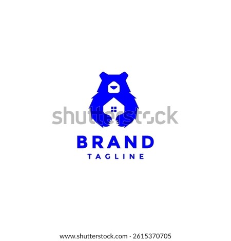 Bear Home Building Developer Logo Design. Cute Bear Guarding House Logo Design.