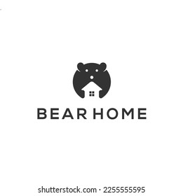 Bear home house logo design template	