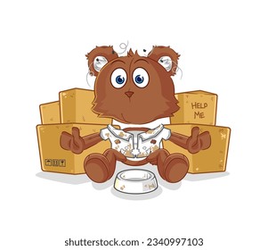 the bear homeless character. cartoon mascot vector