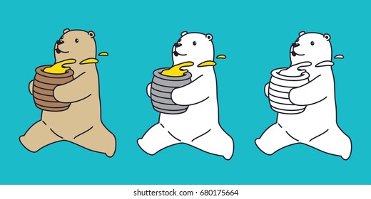 Bear Honey cartoon icon Polar Bear vector illustration