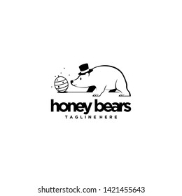 Bear with Honey Hat logo vector icon ilustration