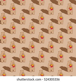 Bear Honey polar bear vector Seamless Pattern isolated wallpaper background Brown