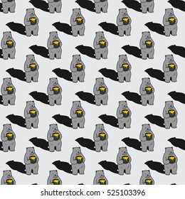 Bear Honey polar bear vector Seamless Pattern isolated wallpaper background Gray