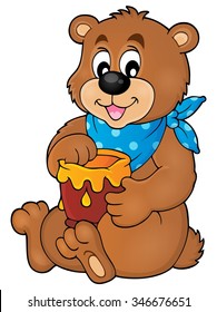 Bear with honey theme image 1 - eps10 vector illustration.