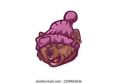 Bear with a hood vector logo head