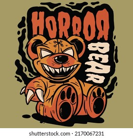 Bear Horror Vector Print And Stickers