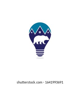 Bear house bulb shape. Suitable vector concept for logo or icon illustration	