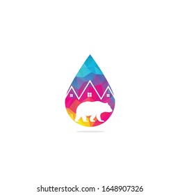 bear house drop shape concept logo hipster retro vintage vector icon illustration	