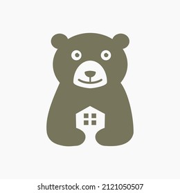bear house home logo hipster retro vintage vector icon illustration