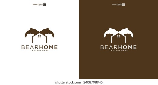 plantilla de diseño del logotipo de la casa de oso. logotipo del hogar del oso hipster retro vintage ilustración de icono