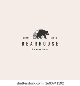 bear house logo hipster retro vintage vector icon illustration