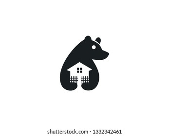 Bear House Vector Logo Design