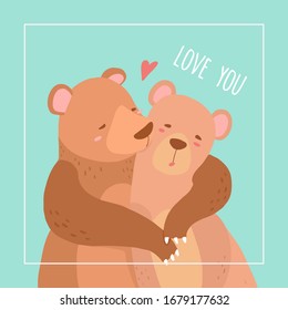 Bear hug. Hand draw,Cartoon illustrations greeting cards ,Valentines card.