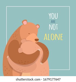 Bear hug. Hand draw,Cartoon illustrations greeting cards ,Valentines card.