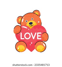 Bear hug heart doodle vector outline icon. EPS 10 file