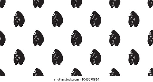 Bear hug seamless pattern polar bear isolated vector panda wallpaper illustration cartoon background