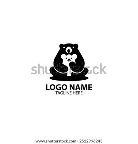 bear hugging bear cub logo design vector