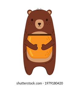 Bear hugging jar honey  Bear   Honey jar  cartoon vector   Bear character 