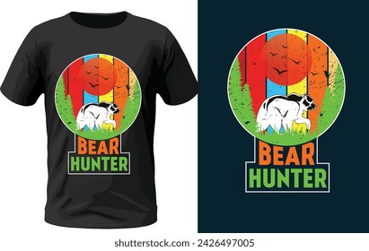 Bear Hunter and Bear  T shirt design