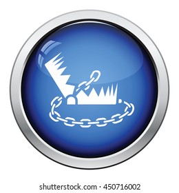 Bear hunting trap  icon. Glossy button design. Vector illustration.