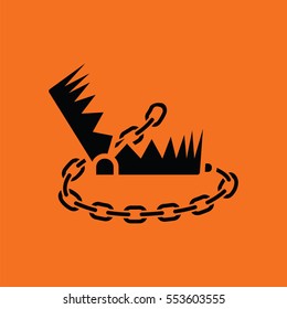 Bear hunting trap  icon. Orange background with black. Vector illustration.