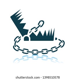 Bear Hunting Trap Icon. Shadow Reflection Design. Vector Illustration.
