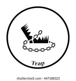 Bear hunting trap  icon. Thin circle design. Vector illustration.