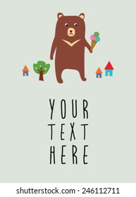 Bear with ice cream greeting card