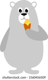 Bear with ice cream, illustration, vector on white background.