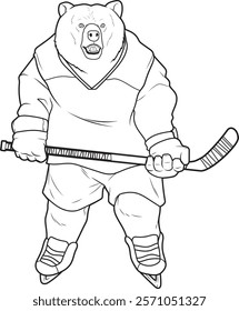 Bear Ice hockey Ice hockey stick Animal Vector Graphic Art Illustration