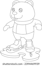 Bear Ice skating Ice skates Sports Animal Vector Graphic Art Illustration