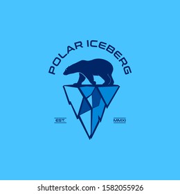 Bear and Iceberg Logo. Iceberg flat logo. Polar Iceberg