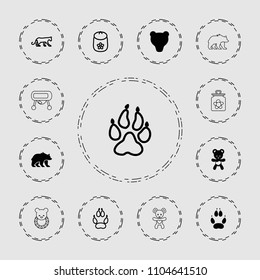 Bear icon. collection of 13 bear filled and outline icons such as animal paw, panther. editable bear icons for web and mobile.